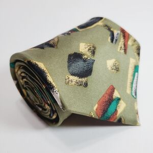 Pierre Balmain Couture Multicolor Geometric Pattern Men's Silk Neck Tie